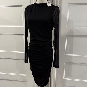 Windsor Black Ruched Long Sleeve Dress